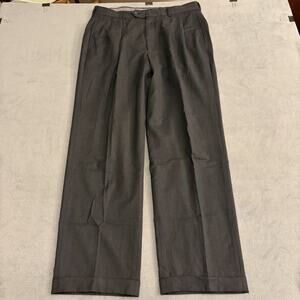 Peter Millar Crown Vintage Canvas Pants Men 36R Dark Gray Pleated Stretch Golf
